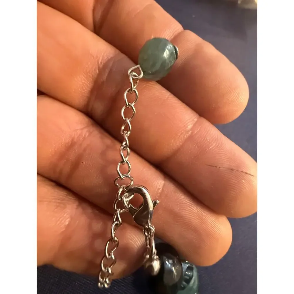 Vintage Blue Green Lucite Bead Necklace 16”